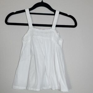 Mini Boden Girls 100% Cotton Tank Top Size 4/5 White Eyelet Flowy Romantic